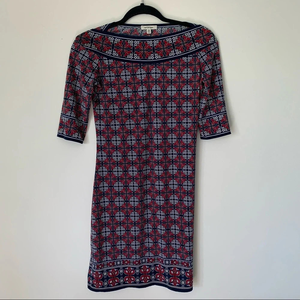 Max Studio geometric print stretchy dress XS
